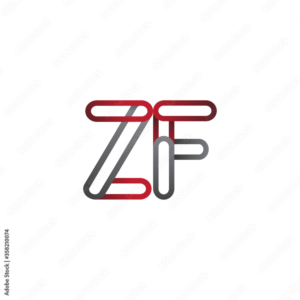 initial logo letter ZF, linked outline red and grey colored, rounded logotype initial logo letter ZF, linked outline red and grey colored, rounded logotype