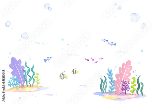Naklejka ryba koral sztuka morze
