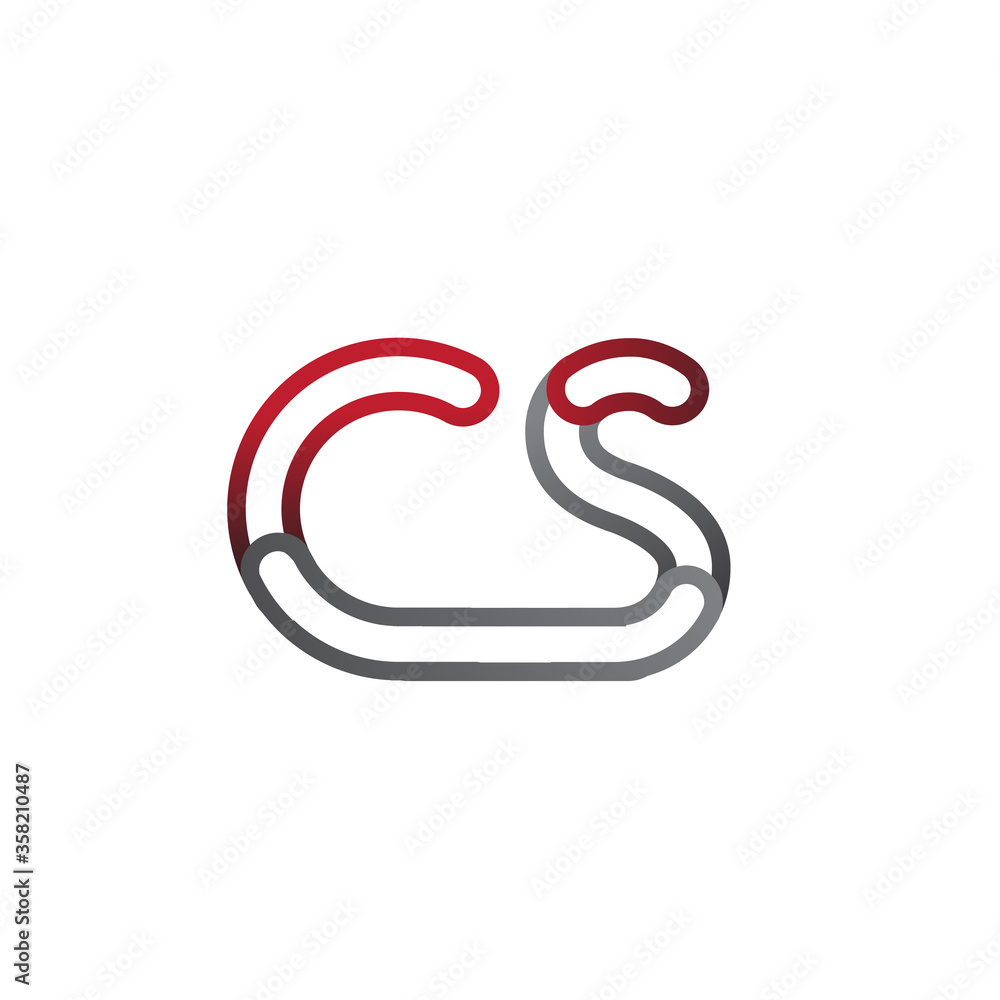 initial logo letter CS, linked outline red and grey colored, rounded logotype initial logo letter CS, linked outline red and grey colored, rounded logotype