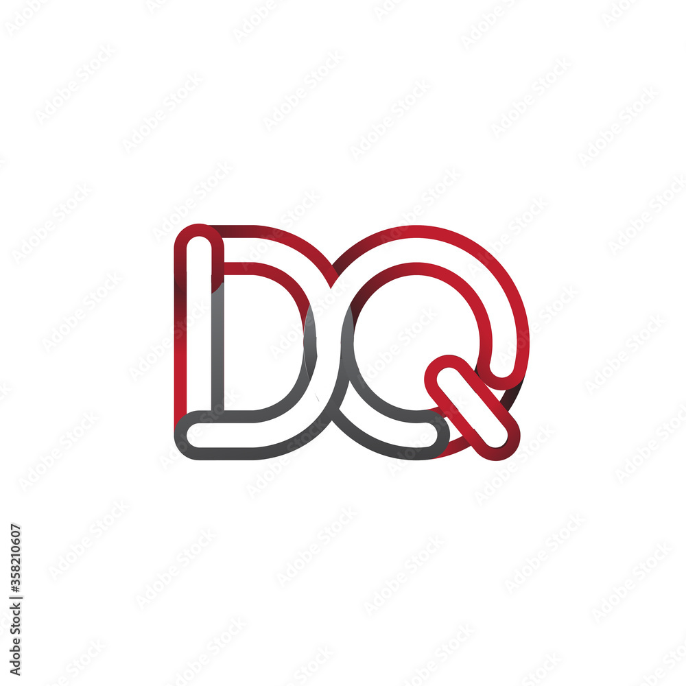 initial logo letter DQ, linked outline red and grey colored, rounded logotype initial logo letter DQ, linked outline red and grey colored, rounded logotype