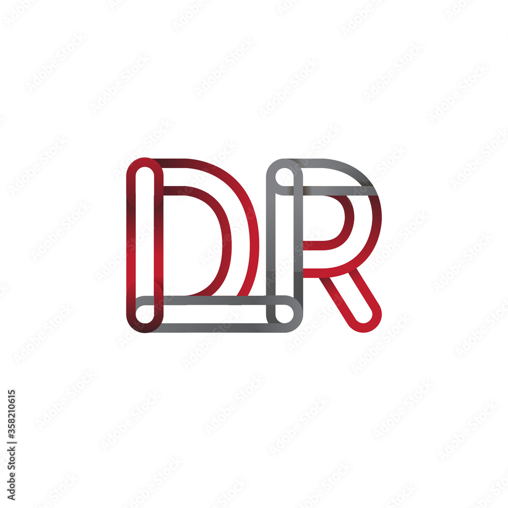 initial logo letter DR, linked outline red and grey colored, rounded logotype initial logo letter DR, linked outline red and grey colored, rounded logotype