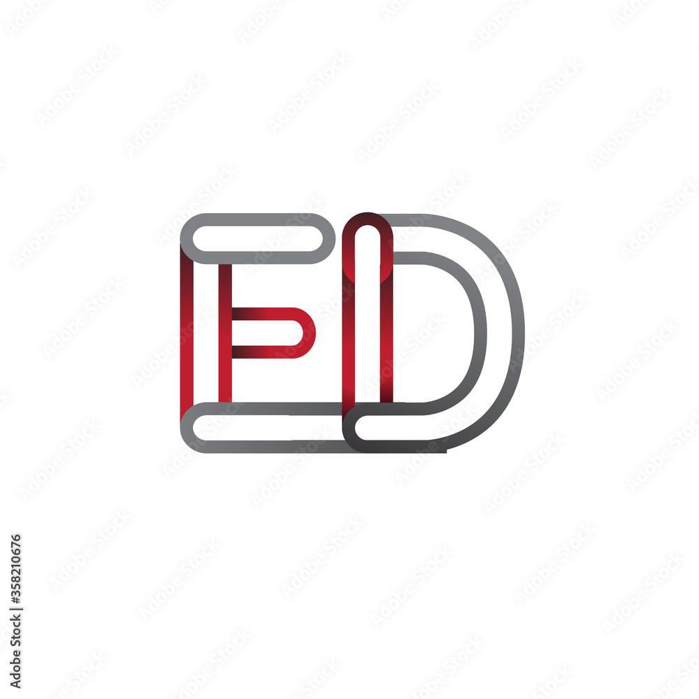 initial logo letter ED, linked outline red and grey colored, rounded logotype initial logo letter ED, linked outline red and grey colored, rounded logotype