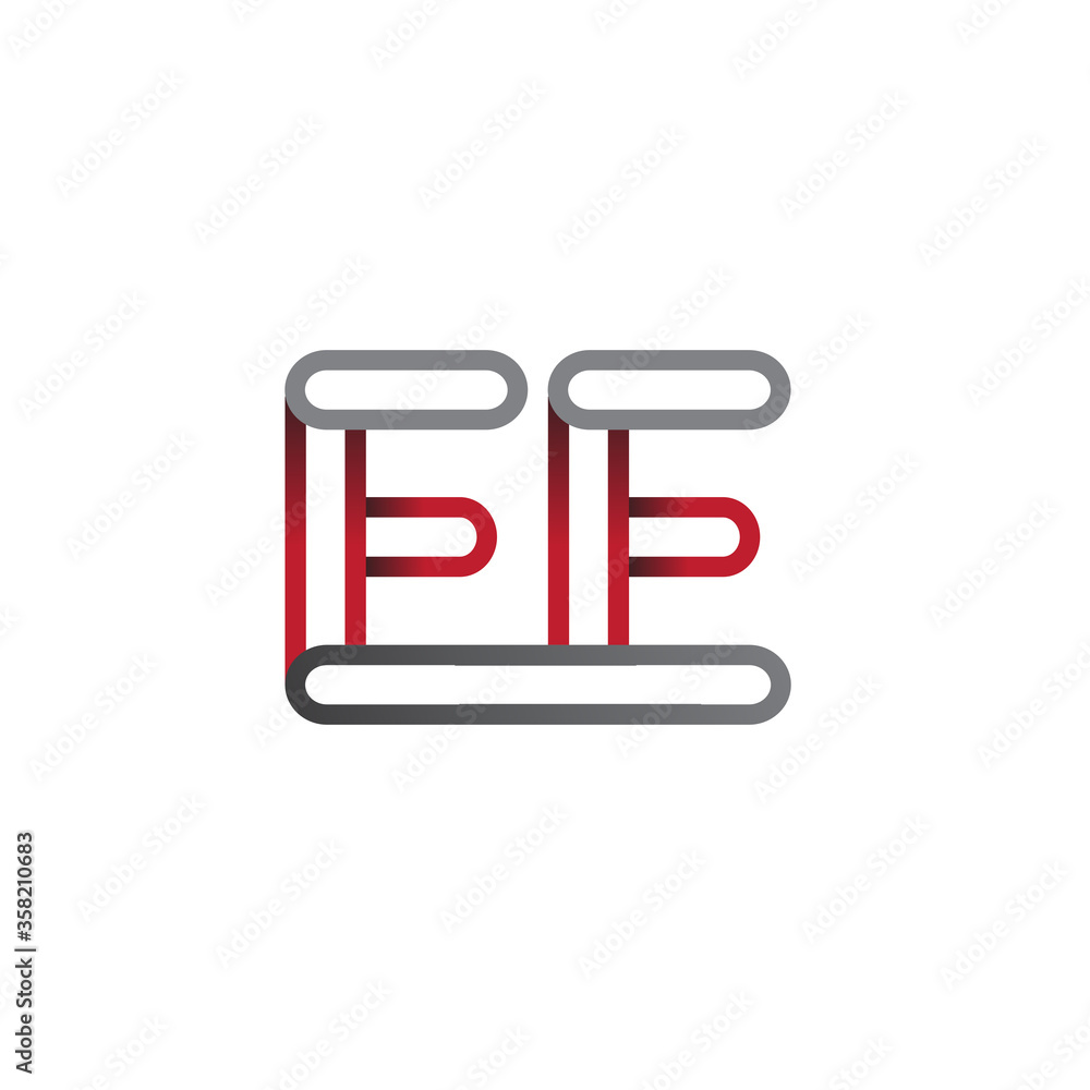 initial logo letter EE, linked outline red and grey colored, rounded logotype initial logo letter EE, linked outline red and grey colored, rounded logotype