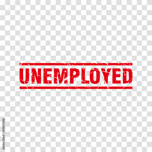 Abstract Red Grunge Unemployed Rubber Stamps Sign Vector, Red Grunge Unemployed Seal, Mark, Label Design Template