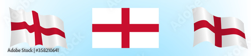 Flag of England in static position and in motion, developing in the wind, on a transparent background