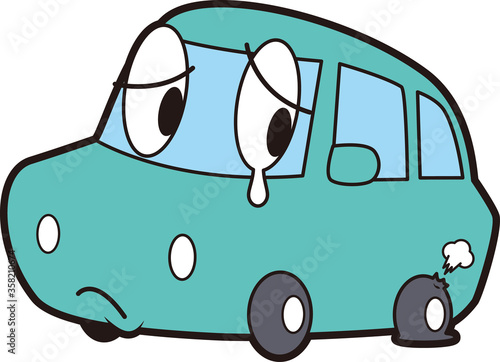 タイヤパンク車