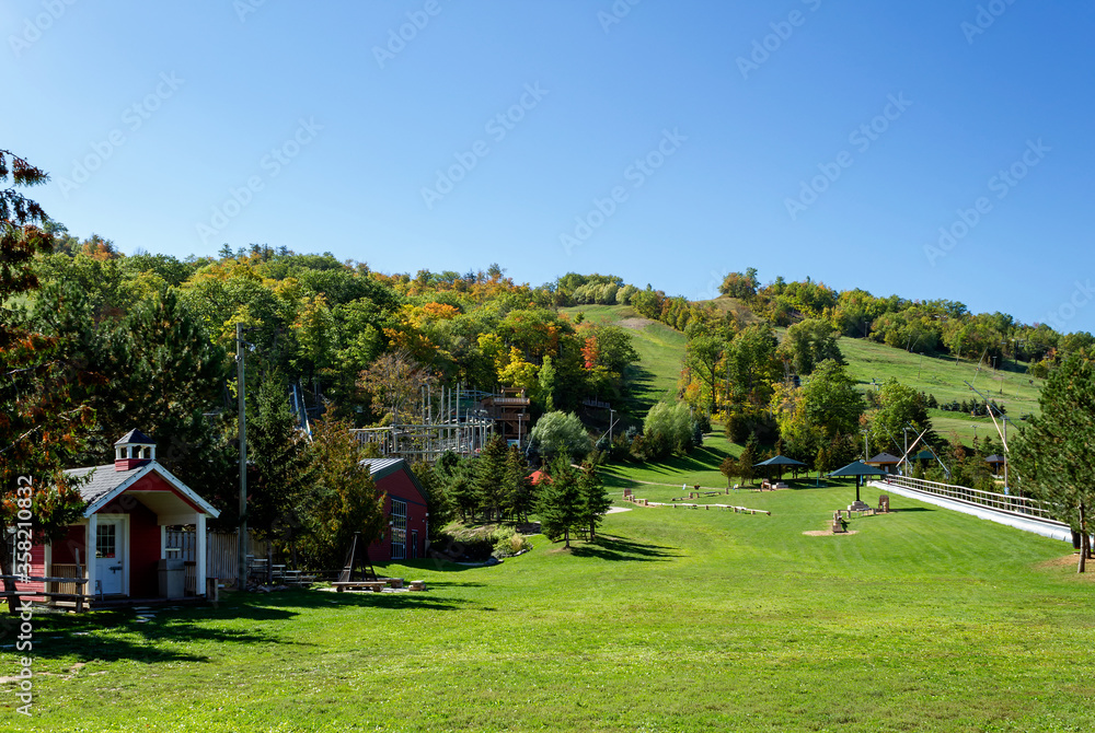 Autumn ski hill at Blue Mountain Village, Ontario, Canada