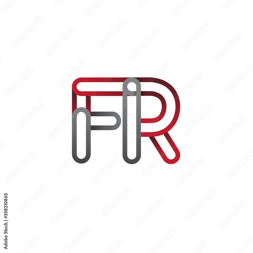 initial logo letter FR, linked outline red and grey colored, rounded logotype initial logo letter FR, linked outline red and grey colored, rounded logotype