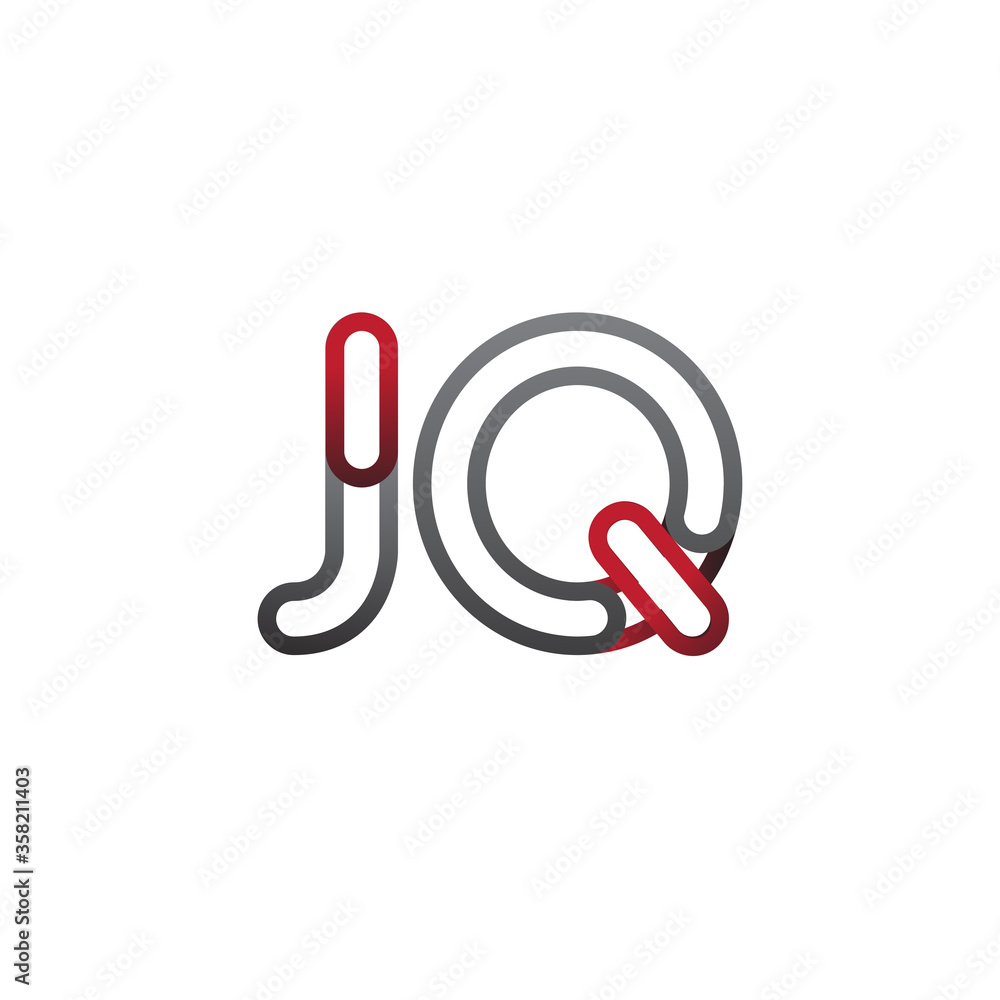 initial logo letter JQ, linked outline red and grey colored, rounded logotype initial logo letter JQ, linked outline red and grey colored, rounded logotype