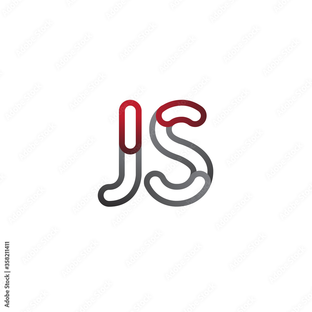 initial logo letter JS, linked outline red and grey colored, rounded logotype initial logo letter JS, linked outline red and grey colored, rounded logotype