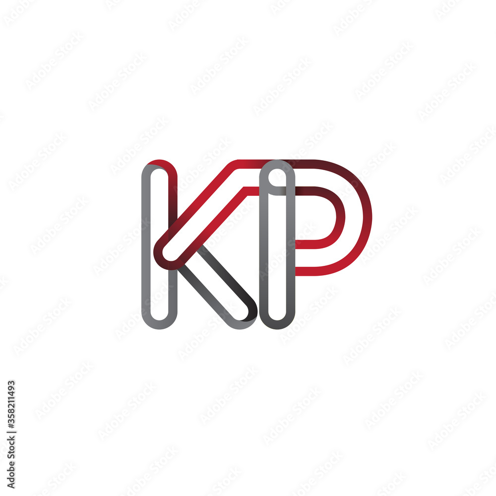 initial logo letter KP, linked outline red and grey colored, rounded logotype initial logo letter KP, linked outline red and grey colored, rounded logotype