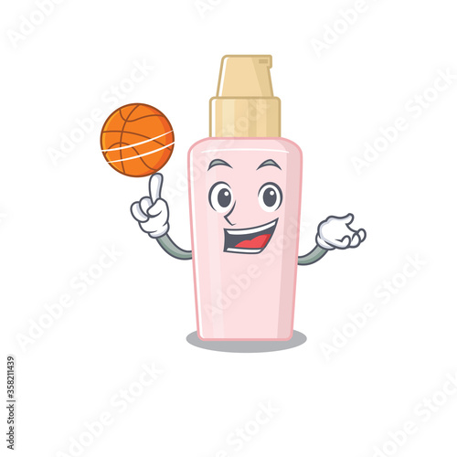 Sporty cartoon mascot design of foundation with basketball