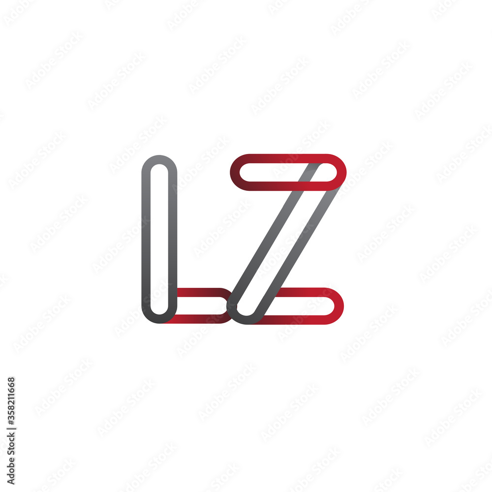 initial logo letter LZ, linked outline red and grey colored, rounded logotype initial logo letter LZ, linked outline red and grey colored, rounded logotype