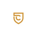 initial c with shield logo design vector, icon, element, template