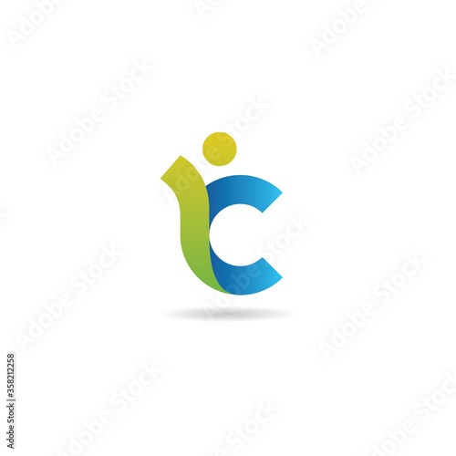 initial c with people logo design vector, icon, element, template