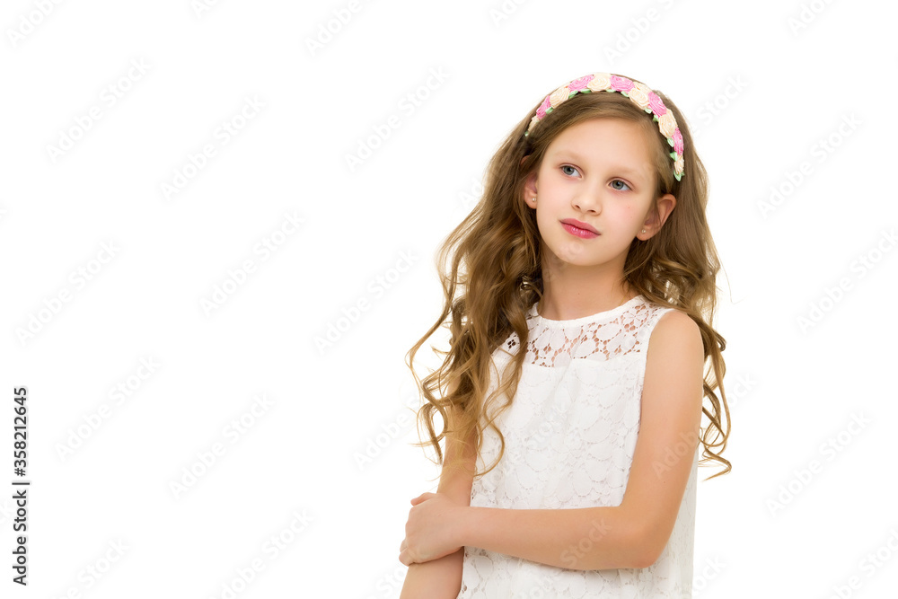 Portrait of a little girl close-up.Isolated on white background. Portrait of a little girl close-up.Isolated on white background.