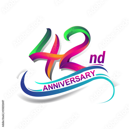 42nd anniversary celebration logotype colorful design. Birthday logo on white background. photo