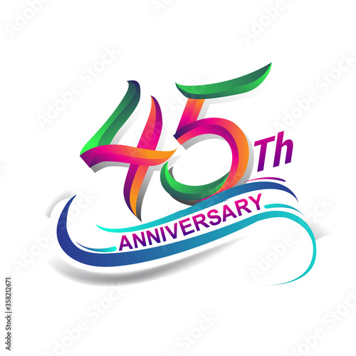 45th anniversary celebration logotype colorful design. Birthday logo on white background. photo