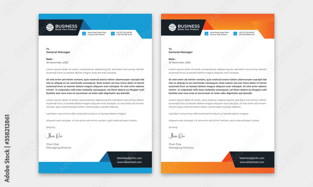 Corporate Cover letter template design for branding