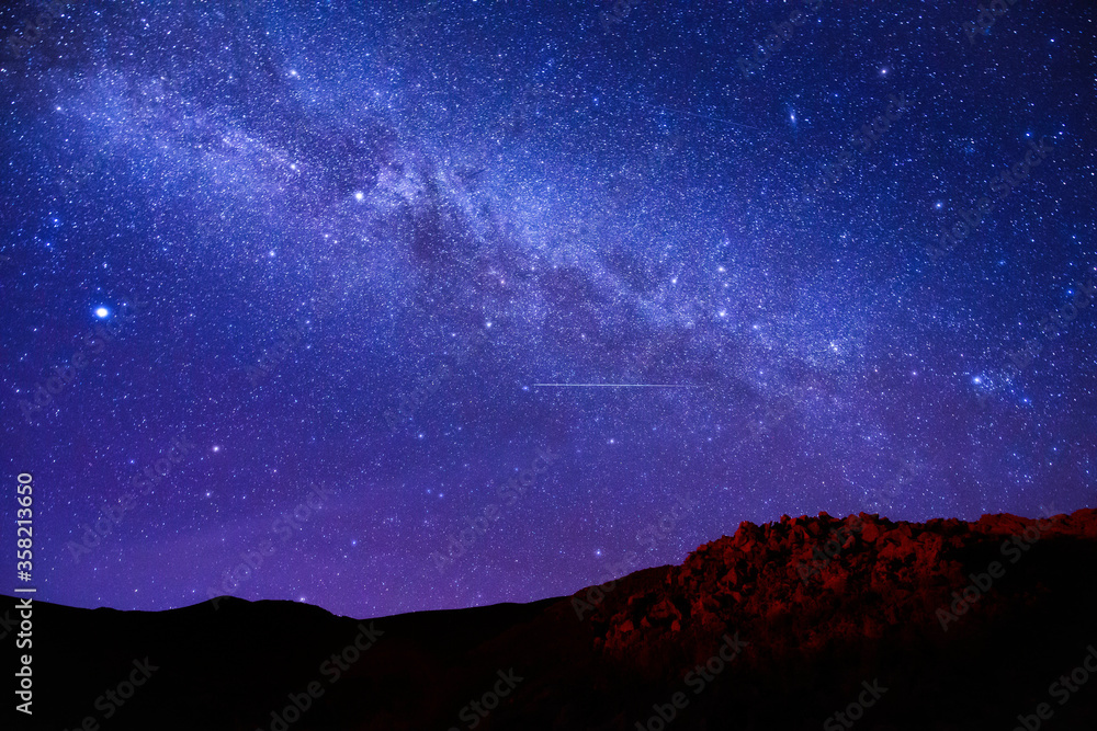 Milky way starry night sky in Mauna Kea Hawaii 