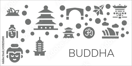 Modern Simple Set of buddha Vector filled Icons