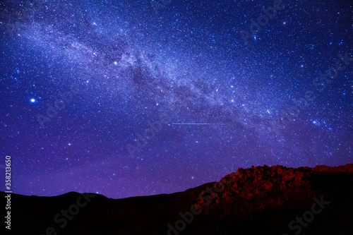 Milky way starry night sky in Mauna Kea Hawaii 