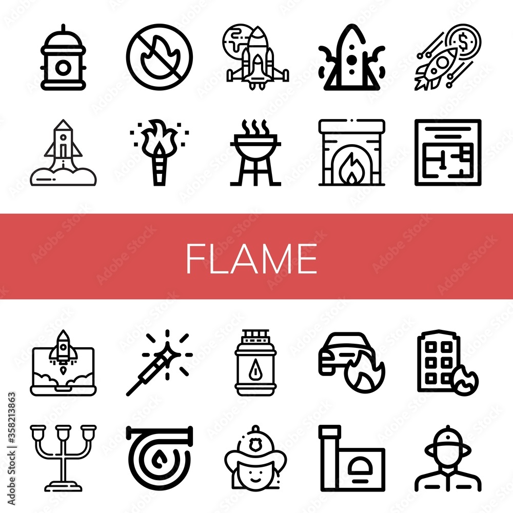 Fototapeta premium Set of flame icons