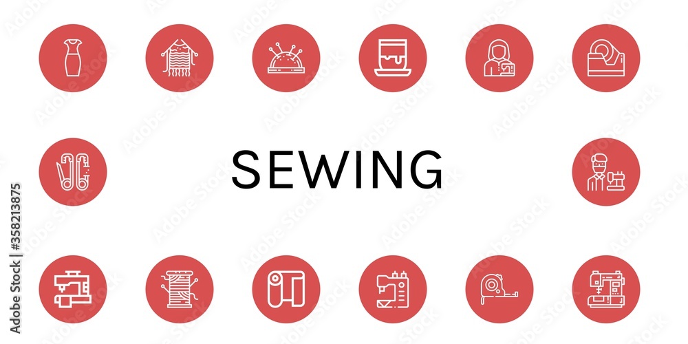 sewing simple icons set sewing simple icons set
