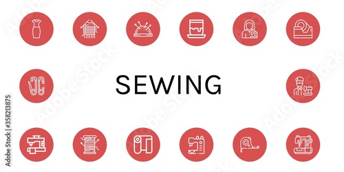 sewing simple icons set