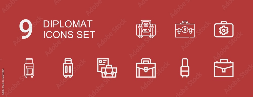 Editable 9 diplomat icons for web and mobile Editable 9 diplomat icons for web and mobile