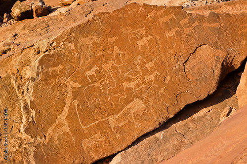 San rock art at Twyfelfontein, Namibia photo