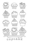 컵케익일러스트, 컵케익, 컵케익 라인일러스트, 컵케익스텐실, cupcake, cupcake stencil, cupcake illustration