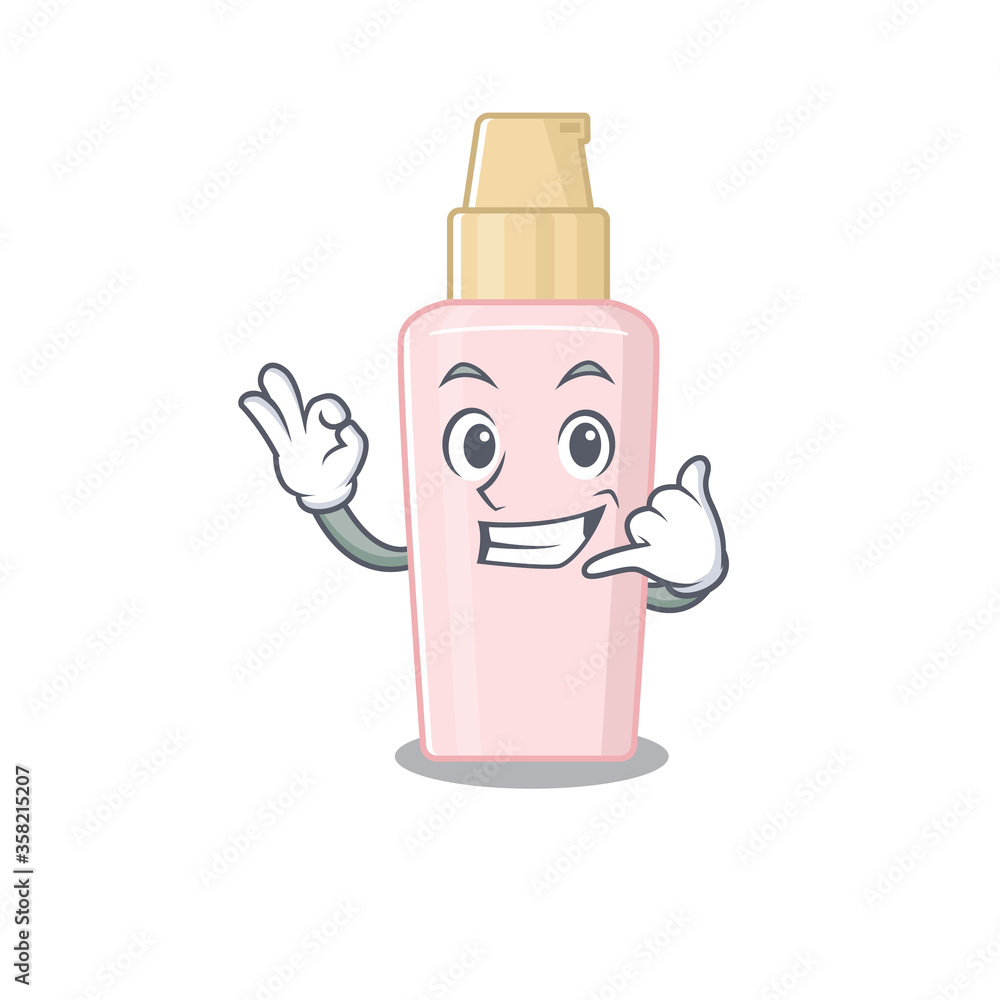 Caricature design of foundation showing call me funny gesture Caricature design of foundation showing call me funny gesture