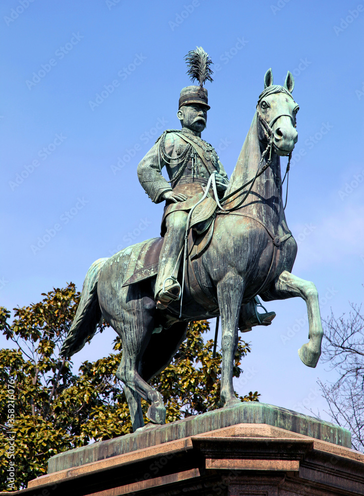Bronze statue of Prince Komatsu-no-miya Akihito in Ueno Park, Tokyo, Japan. Bronze statue of Prince Komatsu-no-miya Akihito in Ueno Park, Tokyo, Japan.