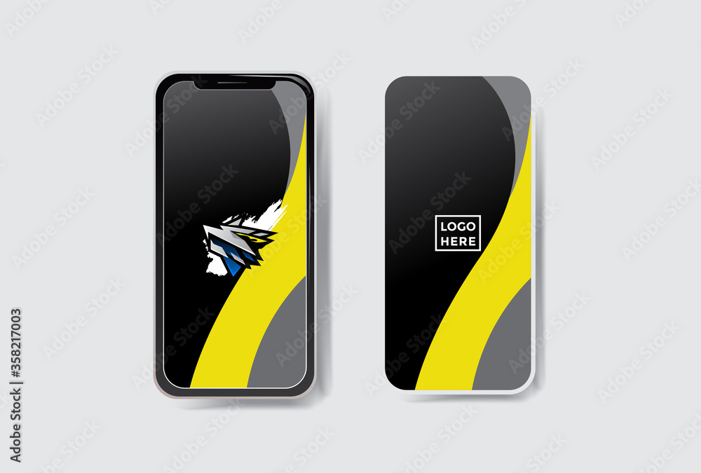 pack of yellow blue smartphone banner template design. modern illustration vector pack of yellow blue smartphone banner template design. modern illustration vector