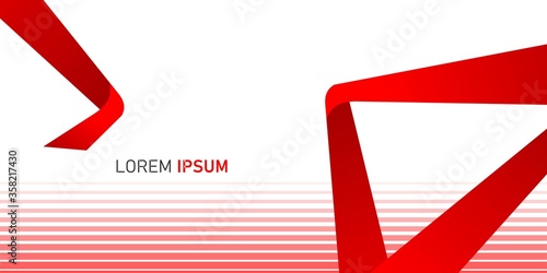 red and white background with red stripe and banner. vector illustration 