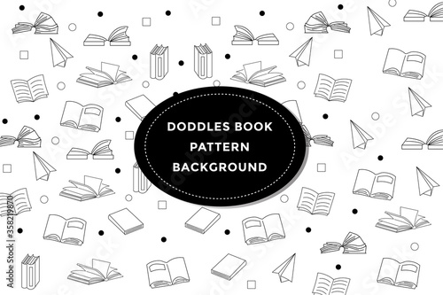 Hand drawn books doodles set outline isolated on white background. pattern backgound