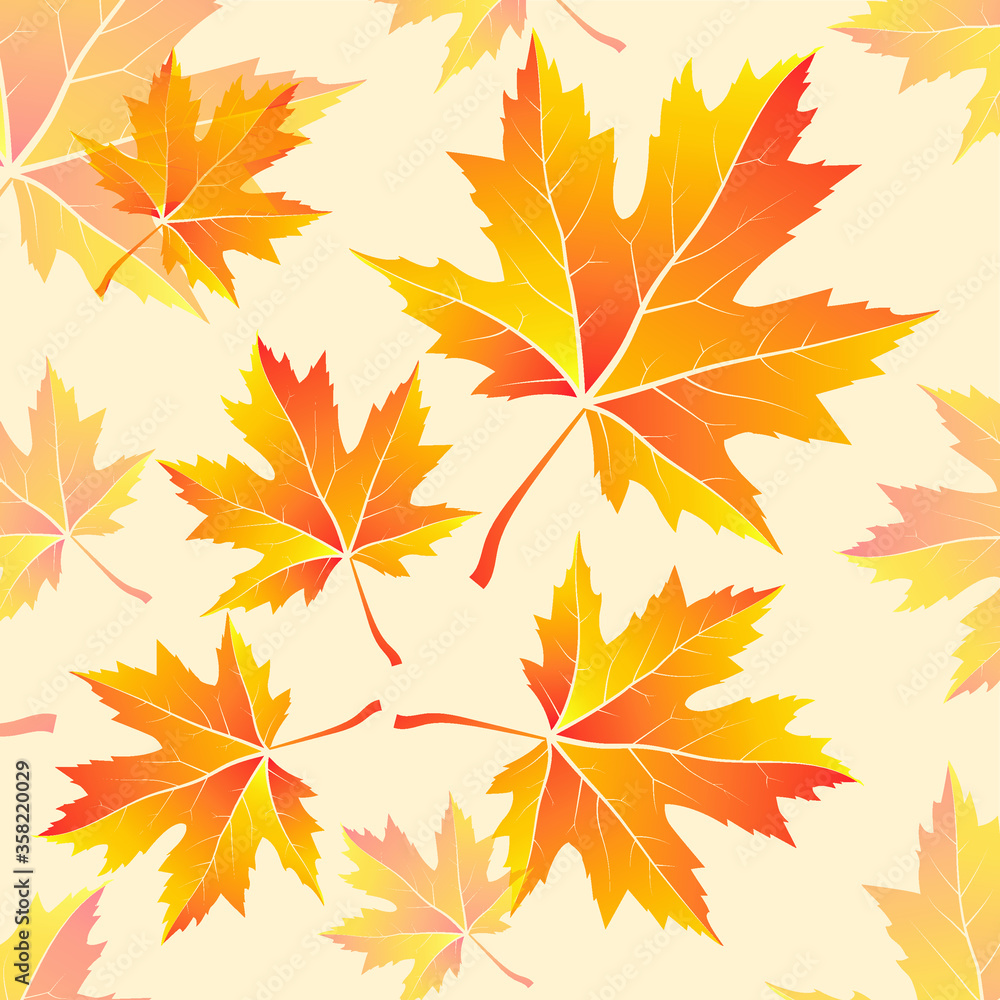 Seamless pattern of maple leaves, vector illustration. Seamless pattern of maple leaves, vector illustration.