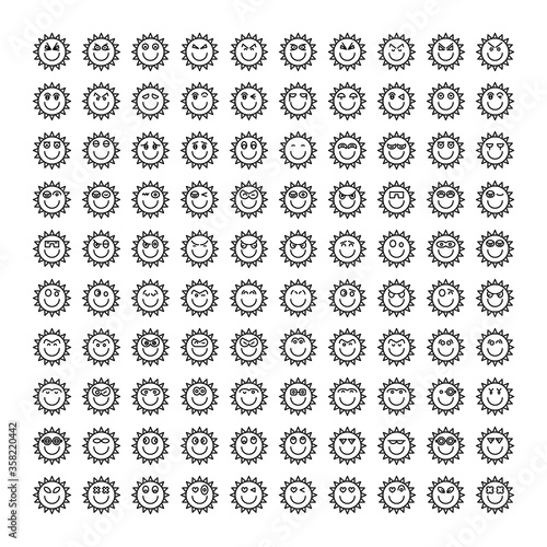 sunshine emoticon icons line vector 