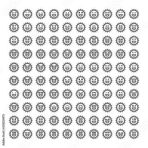 sunshine emoticon icons line vector 