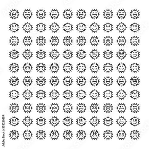 sunshine emoticon icons line vector 