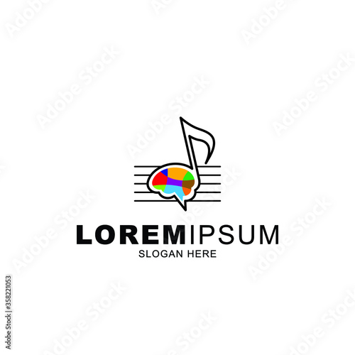brain logo therapy with music icon