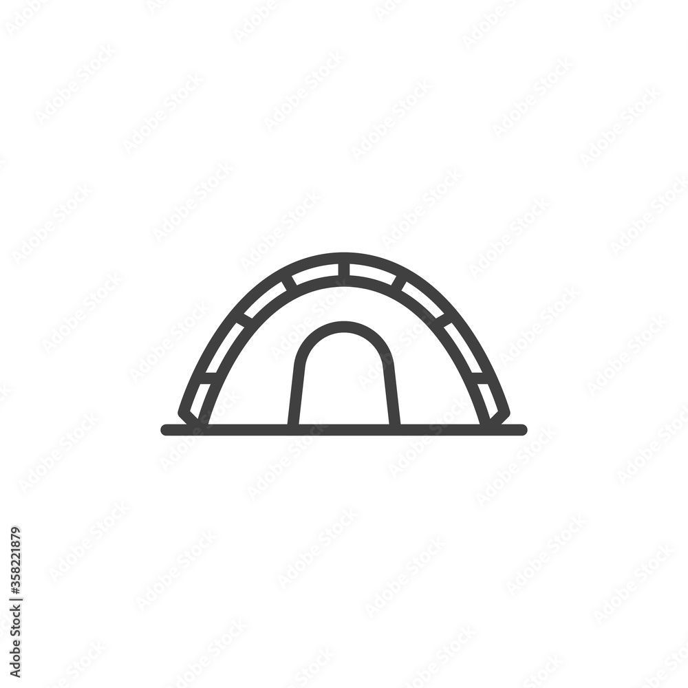 Camping tent line icon. linear style sign for mobile concept and web design. Tourist tent outline vector icon. Symbol, logo illustration. Vector graphics Camping tent line icon. linear style sign for mobile concept and web design. Tourist tent outline vector icon. Symbol, logo illustration. Vector graphics