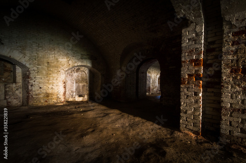 Basement of Daugavpils fortress in colors and black and white