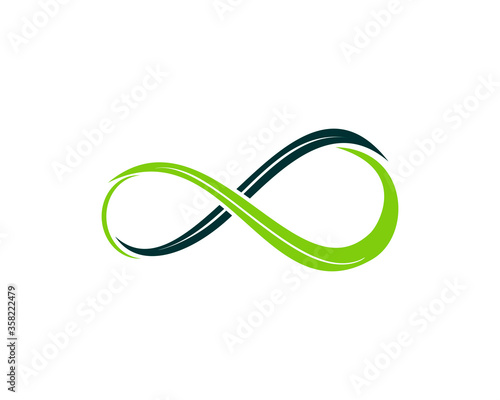 green swoosh with infinity shape