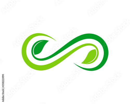 two green leaf with infinity shape