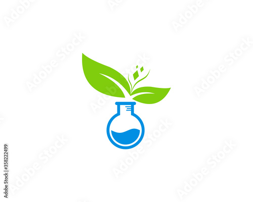Bottle laboratory with leaf on top