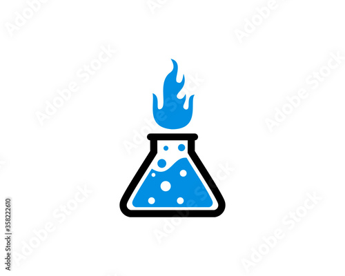 Bottle laboratory with fire on top