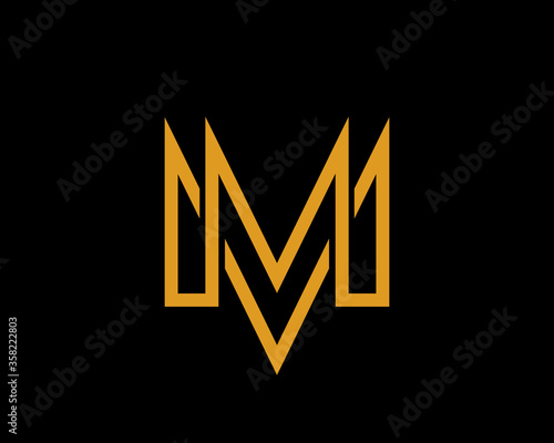 Fotografía M Letter with gold line art