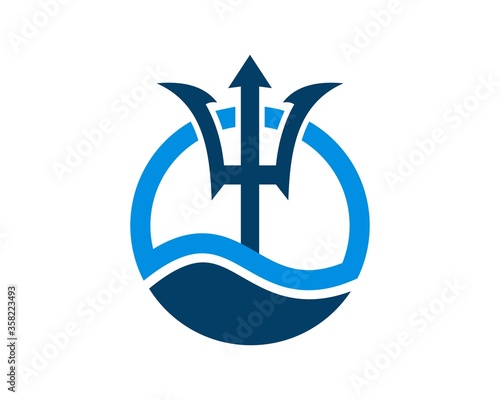 Blue trident inside in the blue circle